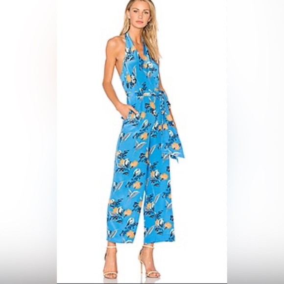 Diane Avon Furstenberg silk open back wide leg jumpsuit